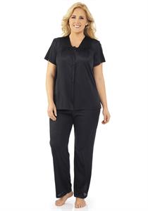 Women's Coloratura Sleepwear Short Sleeve Pajama Set (Black)